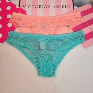 Y2K Victoria's Secret 2pk Sheer Lace Scrunch Bum Cheekini Panties Size M